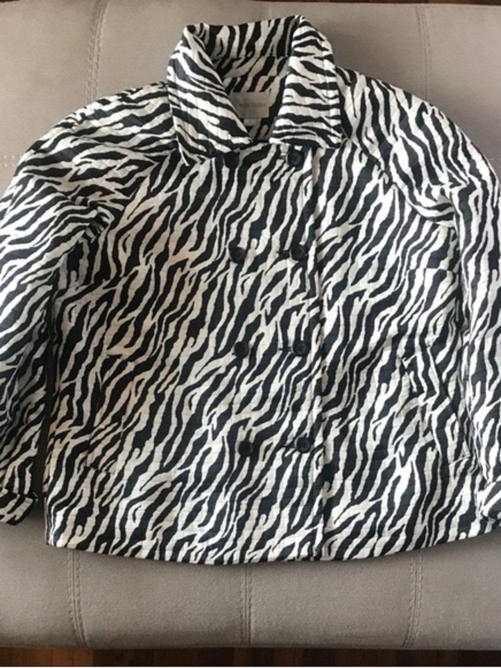 erin london Black and White Zebra-Print Peacoat